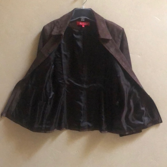 Anne Klein Brown Suede Leather Zip Up Jacket M - Picture 6 of 8